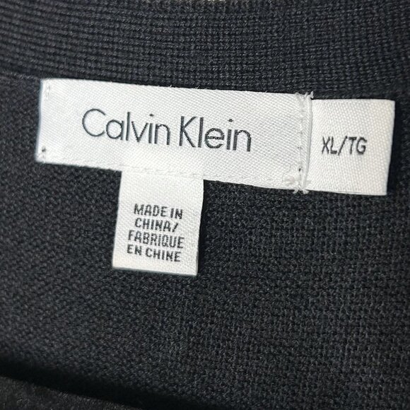 Calvin Klein Sweater Vest Men's XL Black/Gray Merino Wool Blend Striped Cardigan - Picture 5 of 8
